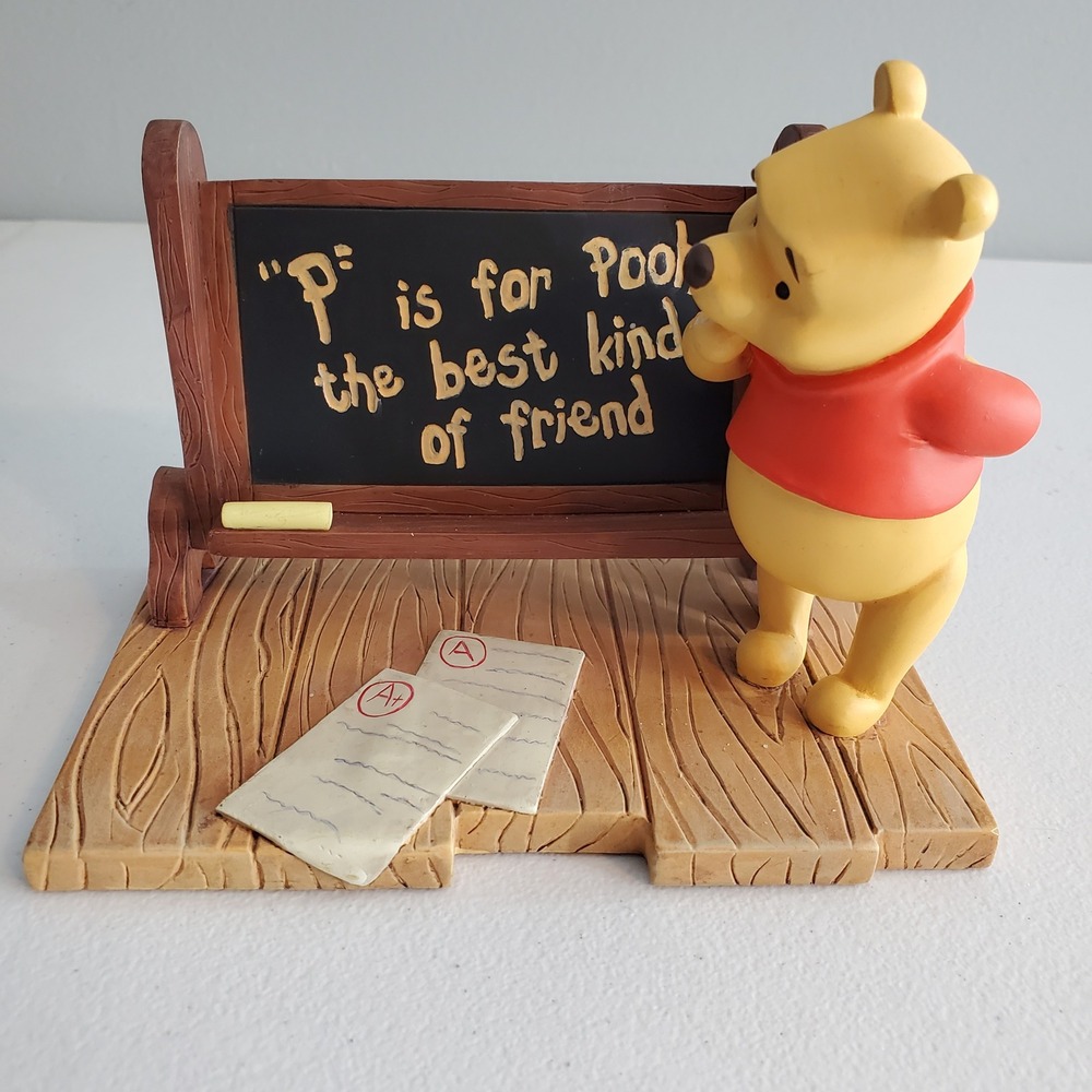 Disney Direct Winnie the Pooh Chalkboard School Figurine P for Pooh Statue Desk